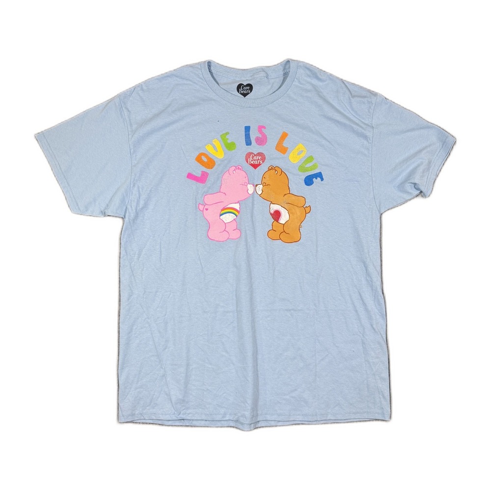 Care Bears Love Is Love Pride Graphic T-Shirt Light Blue XL 2024 Mad Engine